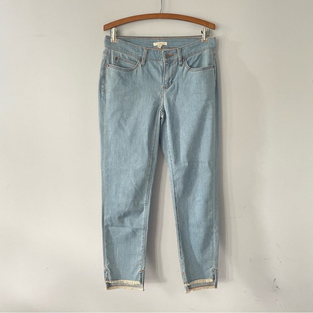 Eileen Fisher Petite Light Blue Frayed Hem Ankle Leg Jeans